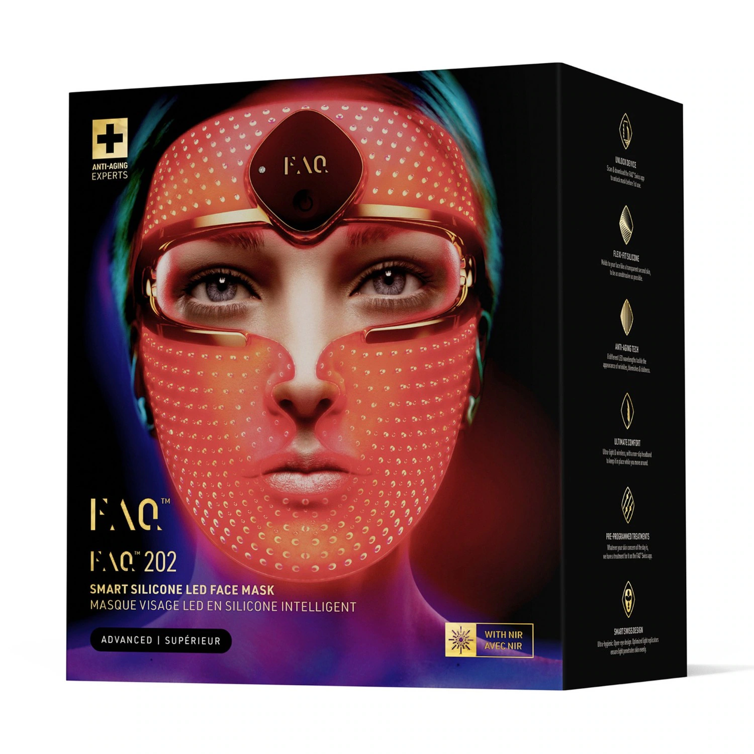 FOREO 202 Smart Silicone LED Face Mask pour la luminothérapie en silicone