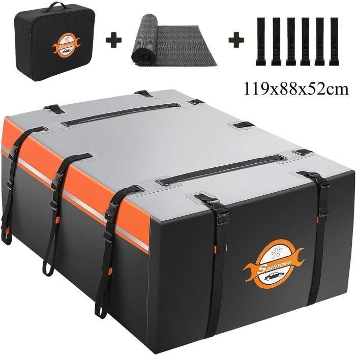 Box da tetto per auto, borsa da tetto per viaggi, resistente alle intemperie, 555 litri, PVC 1000D, 10 cinghie di rinforzo