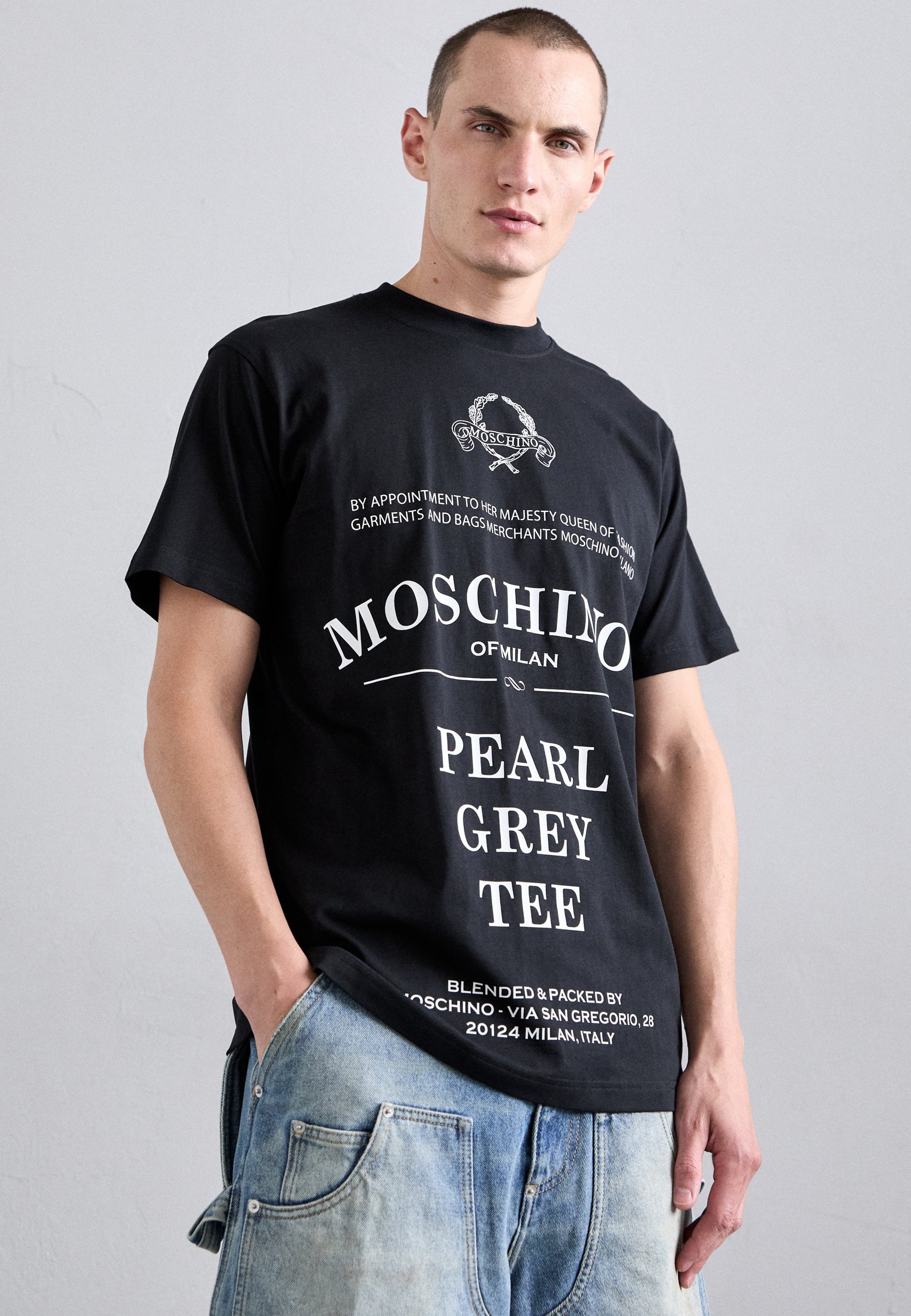 MOSCHINO TEA TIME - T-shirt stampata - nera