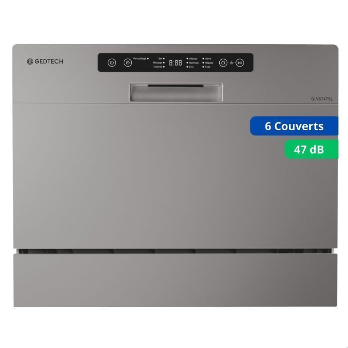 GEDTECH - Lave vaisselle Table Top GLV6T47SL - 6 couverts - 47 dB - Dpart diffr