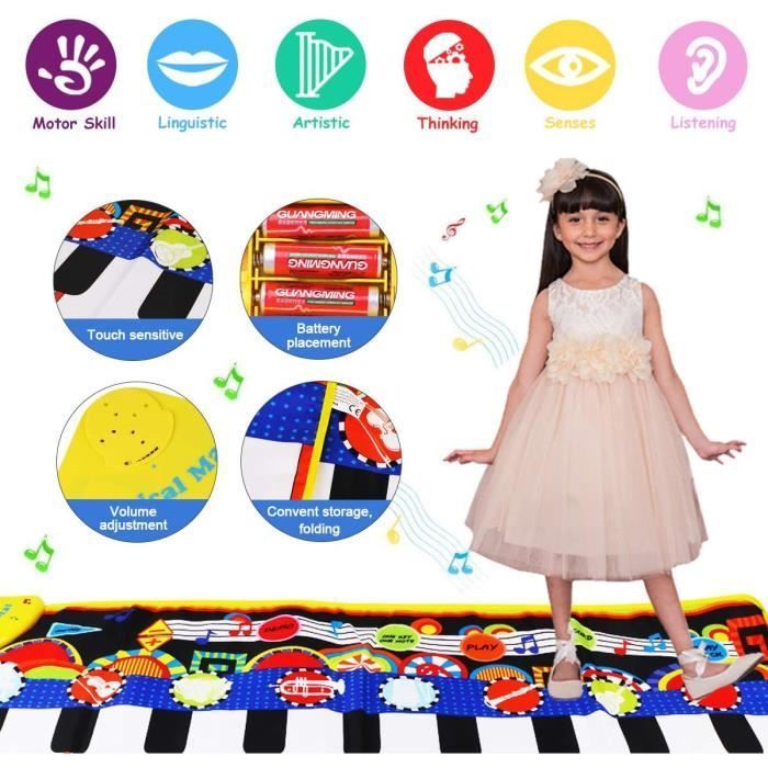 Alfombra de juego con forma de piano - Alfombra de juego musical grande - Regalo para niños y niñas