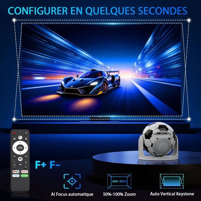 Miniproyector de vídeo portátil - SUTEO - Bluetooth 5.2 - Compatible con 4K y 1080P - Enfoque automático