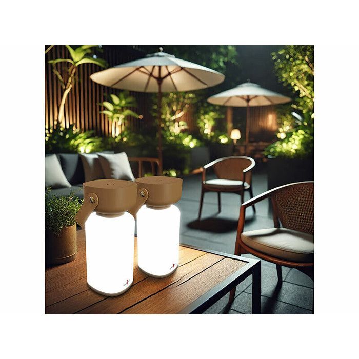 2 oplaadbare LED-buitenlantaarns, 120 lm - bruine kleur