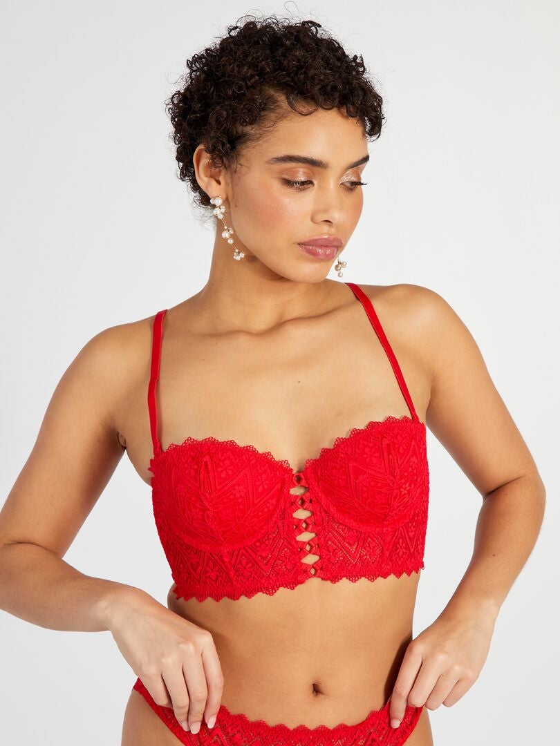 Sutiã bustiê de renda - vermelho
