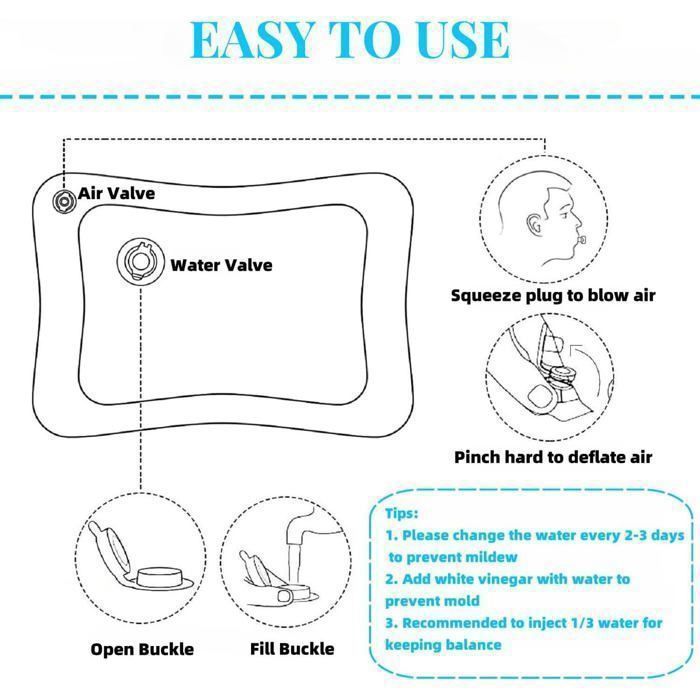 Tapis Eau Bebe Eveil, Tapis Sensoriel Bébé pour tout-petits 66*46 cm, Cadeau Bebe Jouet Bebe 3 à 12 Mois, Bleu