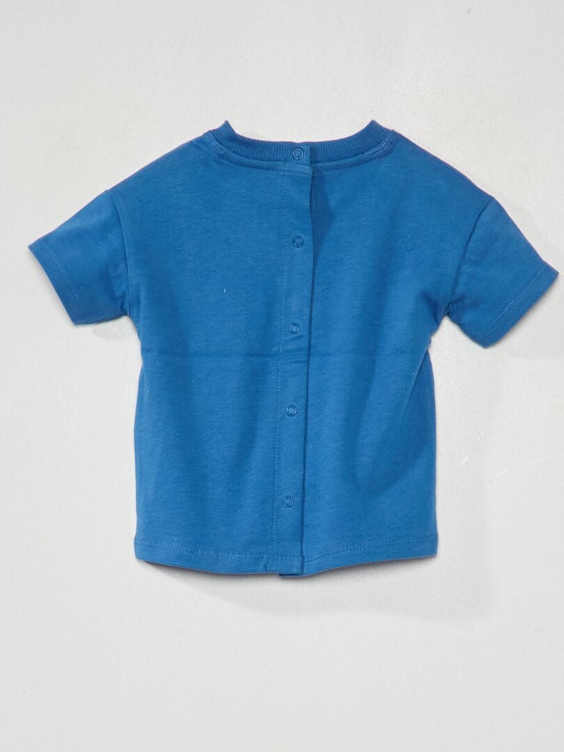 Camiseta de manga curta em malha - AZUL