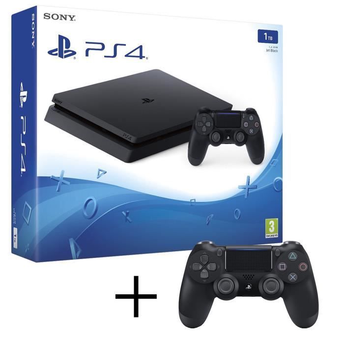 Consola doméstica - Sony - PS4 Slim - 1000 GB - Negra - Incluye 2 mandos Dualshock 4