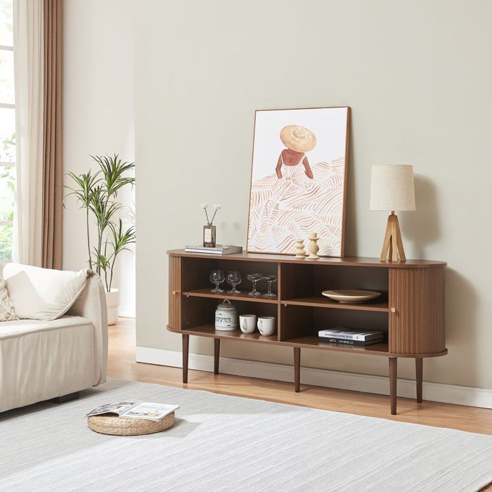 Buffet Mapia 166 x 40 x 70 cm effet noyer