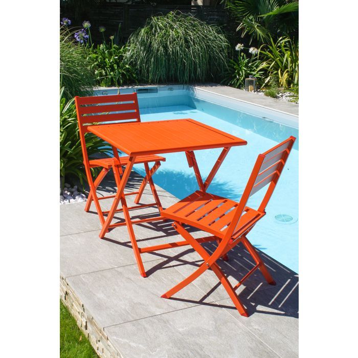2-Sitzer-Gartenmöbelset aus Aluminium – Orange