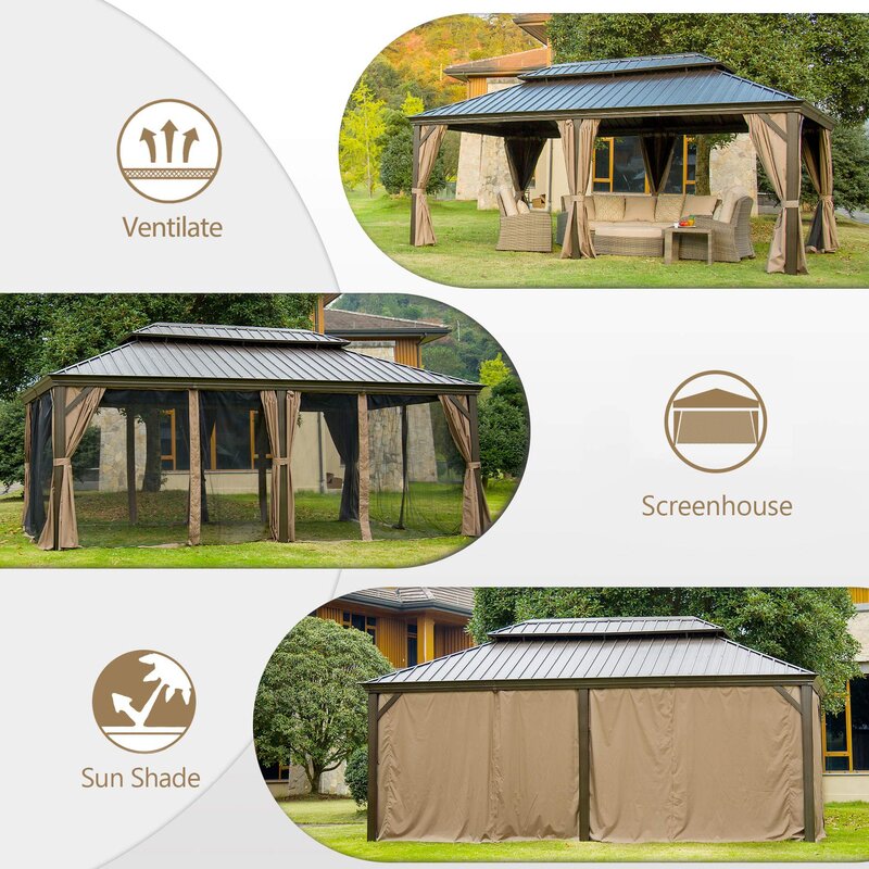 Calaro 19,5 Fuß B x 11 Fuß T Verzinkter Stahl-Terrassenpavillon