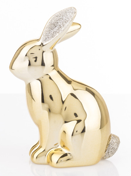 Dekoracja - złota figurka królika 12x9x5 cm CONIGLIO DORATO