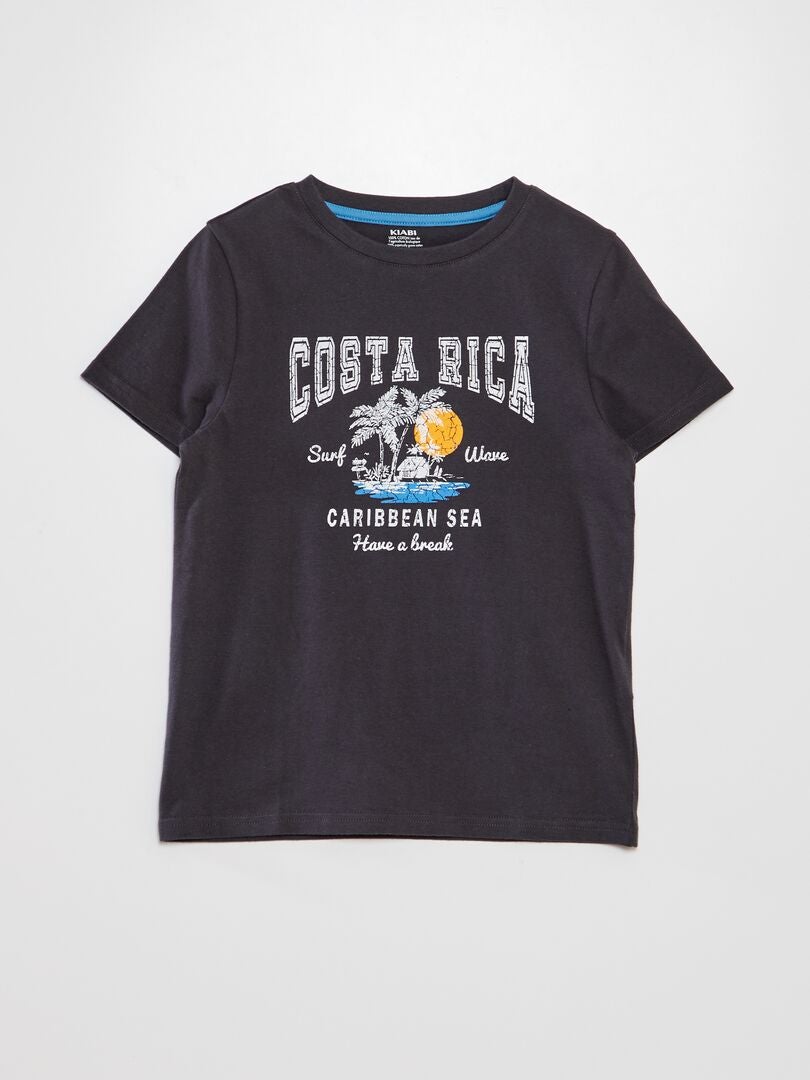 Camiseta de manga curta e gola redonda - PRETA