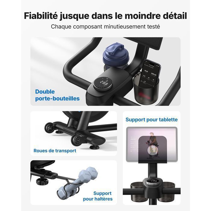 MERACH Magnetic Exercise Bike - 6kg Flywheel - App/Bluetooth - 8 Adjustable Resistance Levels - LCD Screen - Quiet
