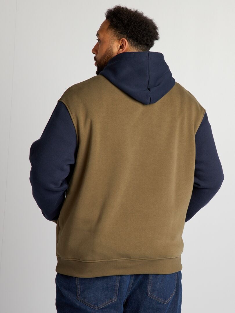 Bluza z kapturem w bloki kolorów – KHAKI