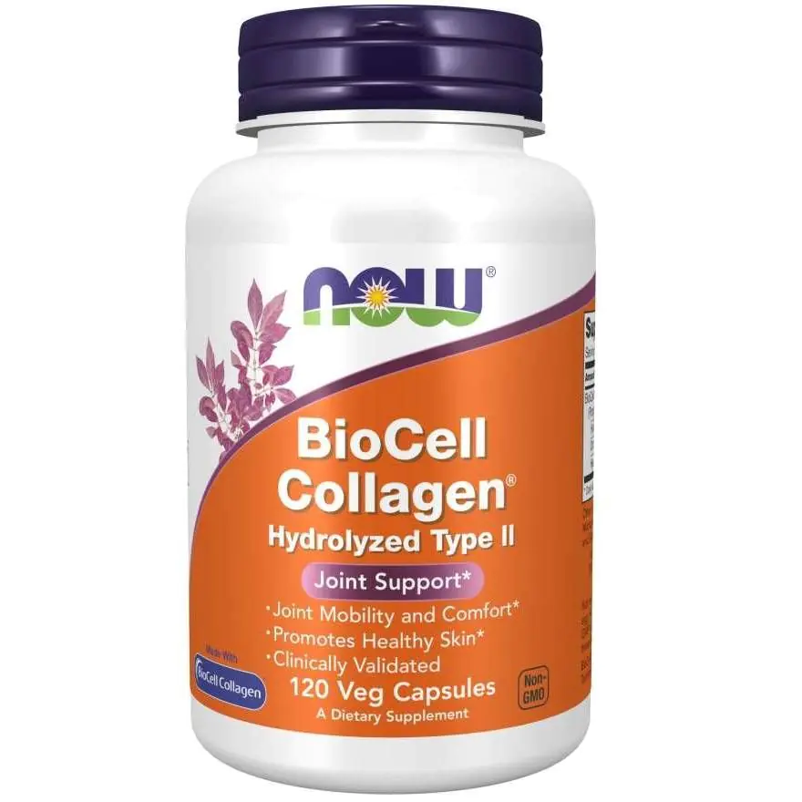 Now Foods Biocell Collagen Hydrolyzed Type II, Preparat na wzmocnienie stawów, Kapsułki