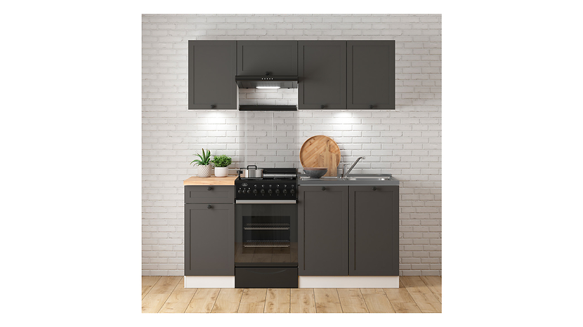 Komplet kuchenny Junona Line 170 cm grafitowy z blatem