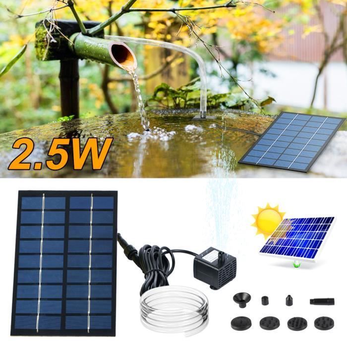 Fuente con bomba solar de 9 V y 2,5 W - Bomba de agua flotante con 6 boquillas para decoración de estanques, piscinas y jardines.