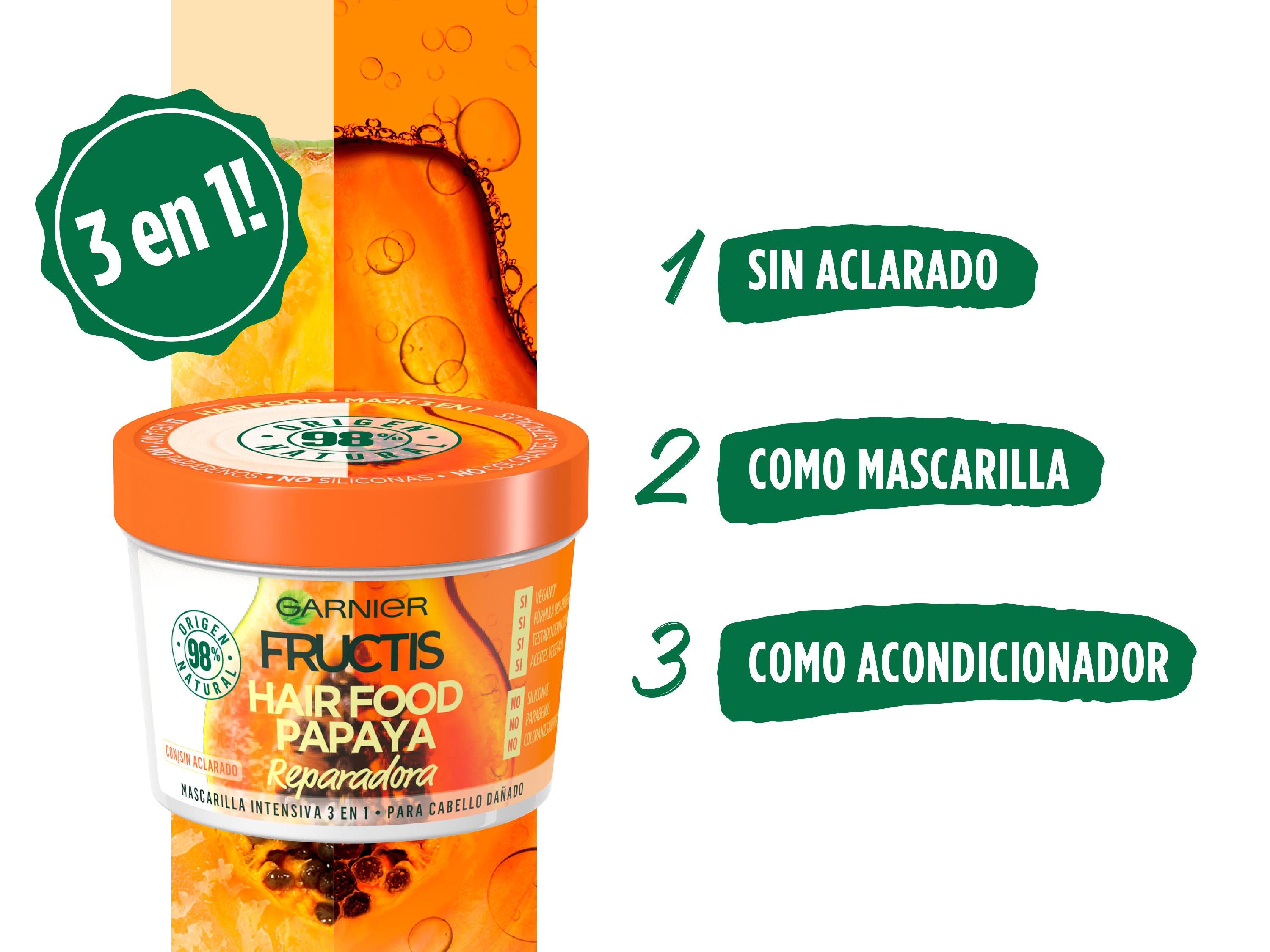 Fructis Hair Food 3-v-1 maska za lase s papajo balzami brez silikona