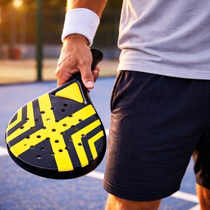 Padelracketer for voksne – padeltennisracketsett for nybegynnere og avanserte spillere, profesjonell racket (gul)