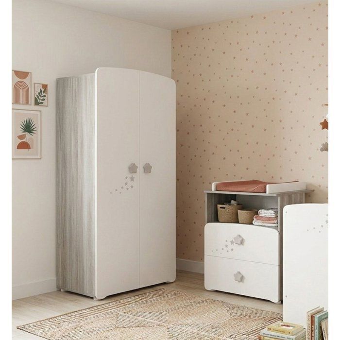 Armario para bebé Nao - MDF - Blanco - 2 puertas - 85 x 175 x 56 cm - PRECIO PARA BEBÉS