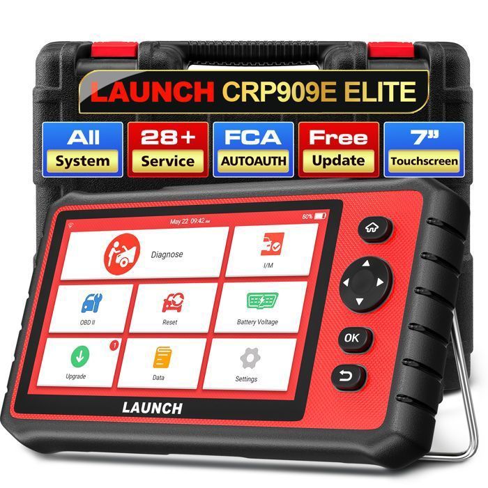 Escáner de diagnóstico automotriz LAUNCH CRP909E OBD II en francés con 2 años de actualizaciones gratuitas, 28 servicios, TPMS, SAS, DPF, ABS