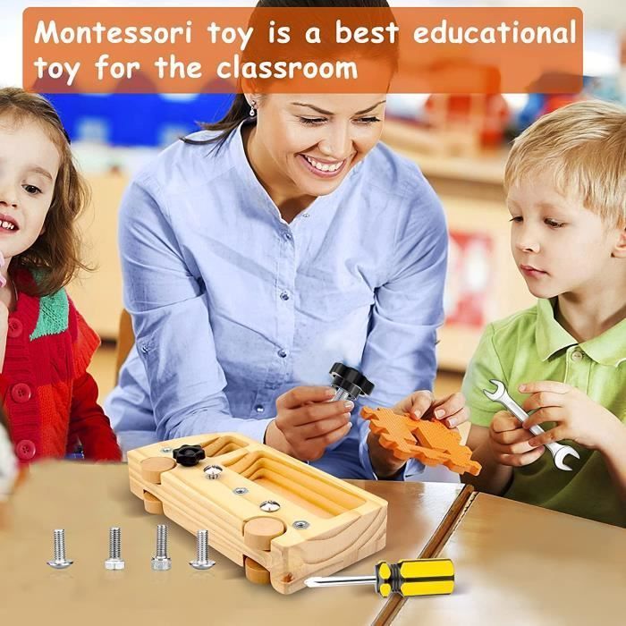 Juguetes de madera para niños - ZGEER - Autobús sensorial - Aprendizaje de habilidades básicas - A partir de 3 años