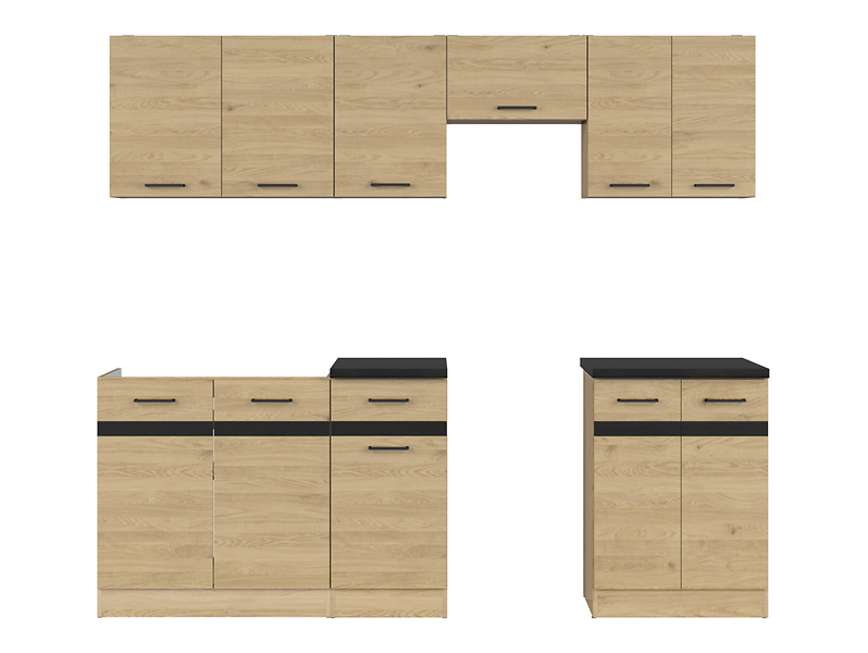 Komplet kuchenny Junona Line 230 cm dąb bernstein z blatem