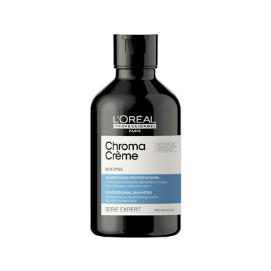 L'Oréal Professionnel Serie Expert Chroma Crème Blue Dyes Shampooing, Shampooing neutralisant orange pour cheveux bruns, 300 ml