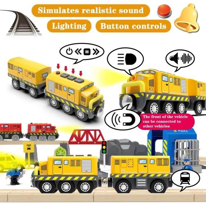 Tren eléctrico a pilas, tren de juguete magnético para vías de madera, juguete para niños y niñas.