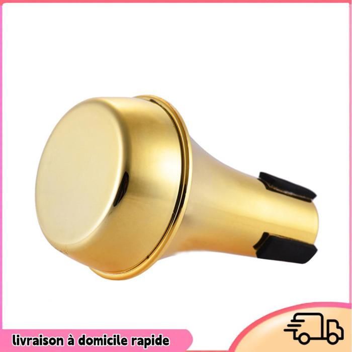 Sordina de práctica ligera Dilwe Mini para trompeta, silenciador recto, material ABS, color dorado.