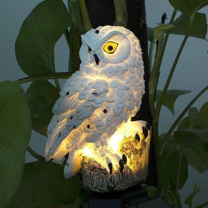 Decorative solar garden light, waterproof outdoor solar light, lawn light, owl design, 8 x 42 cm (white), 1