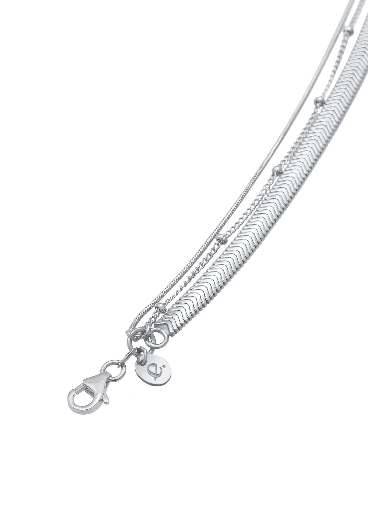 Elli PREMIUM Femme Layer Flat Round Ball Chain Trend Blogger en argent sterling 925 plaqué or