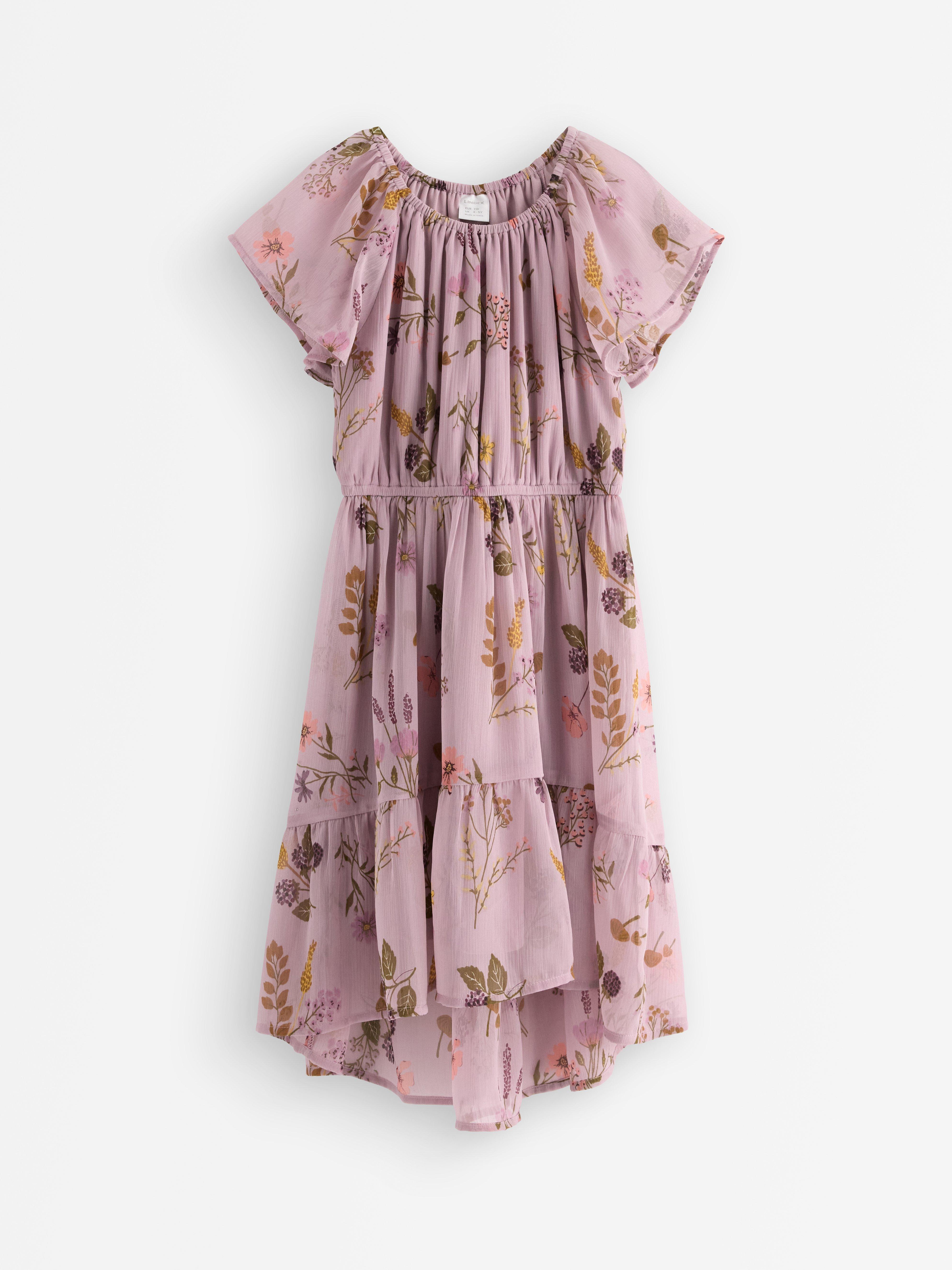 Robe en mousseline lilas clair poudré