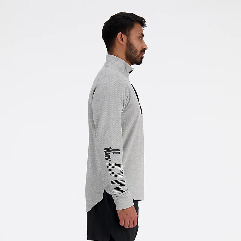 Sudadera de hombre London Edition Graphic NB Heat Grid Half Zip – ATHLETIC GRAY