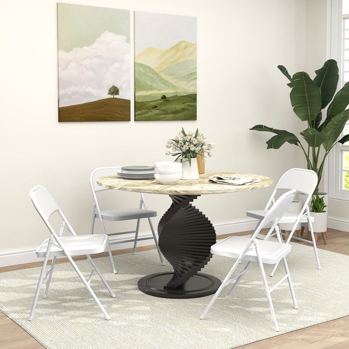 Lot de 4 chaises pliantes chaises de salle à manger portables cadre en acier dim. 45l x 46P x 78H cm blanc