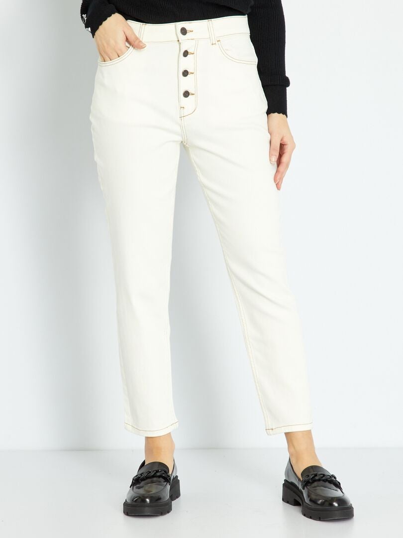 Zeer hooggetailleerde mom jeans - Maat 32 - WIT