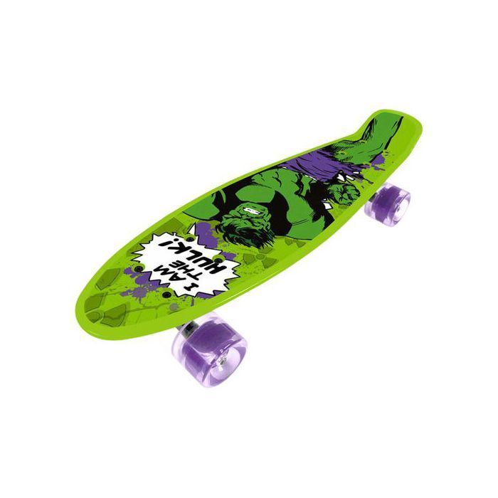 MARVEL Avengers HULK Fish Skateboard for children, 55 cm, non-slip deck, stable for children weighing 20 to 50 kg