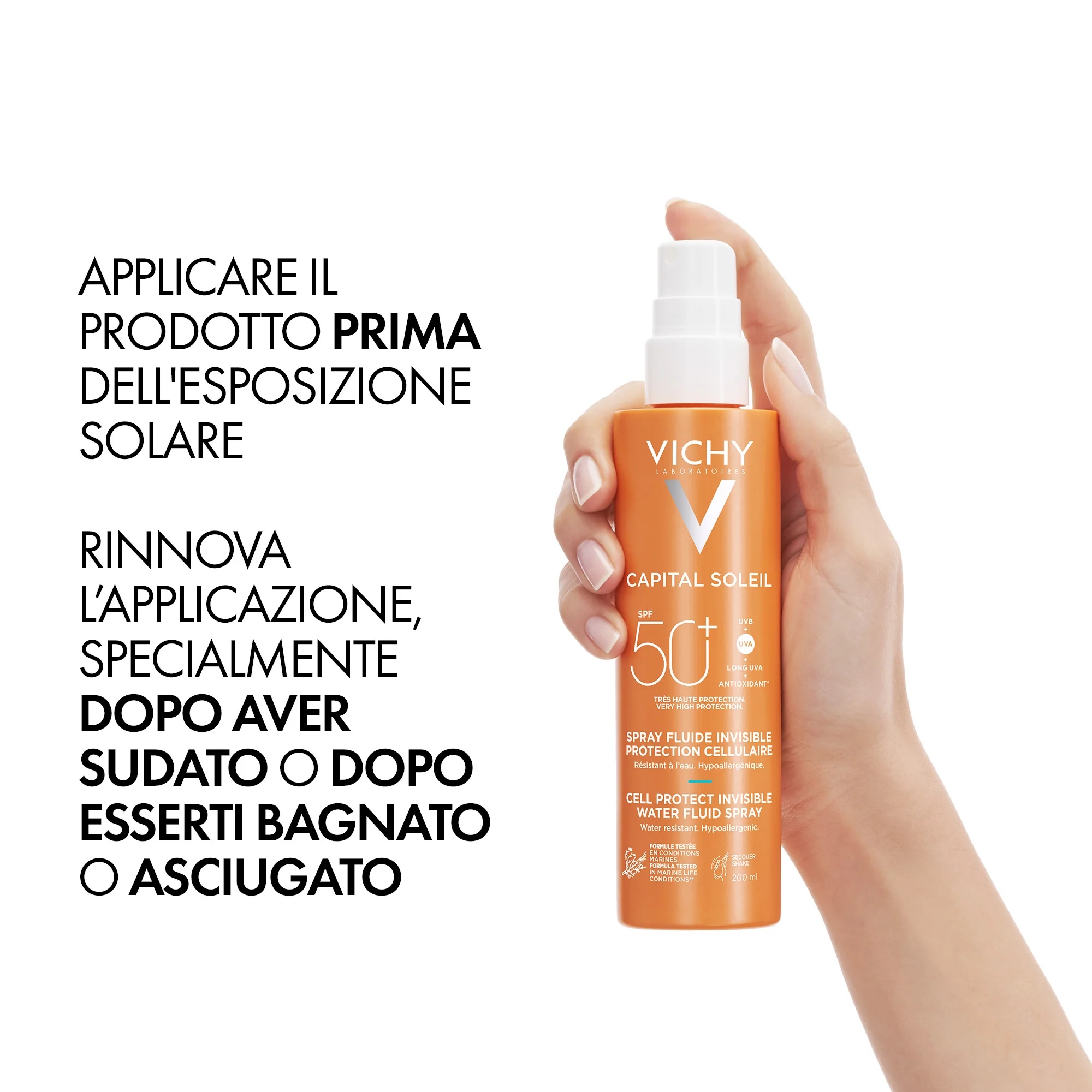 VICHY Vichy Capital Soleil spray SPF50+ 200 ml zonbescherming voor gezicht en lichaam