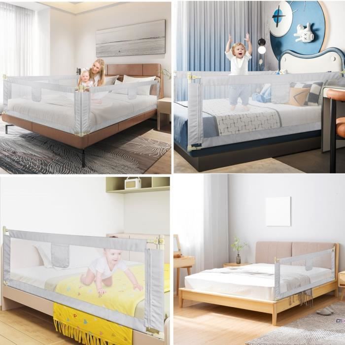 XUANYU Barriere de Securite Enfant Lit,Pliable,avec Boucle de Sécurité Verrouillable, pour Les Enfants,Les Bébés,195cm,1pcs