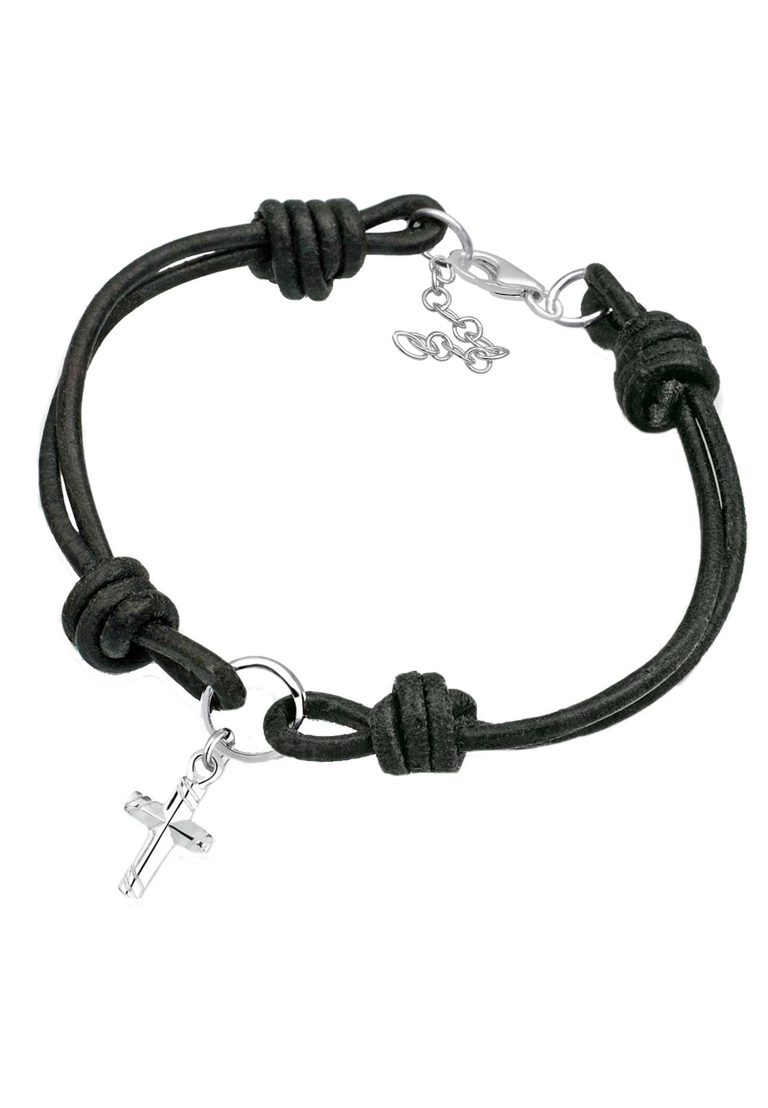 Elli Kreuz Leder 925 Sterling Silber