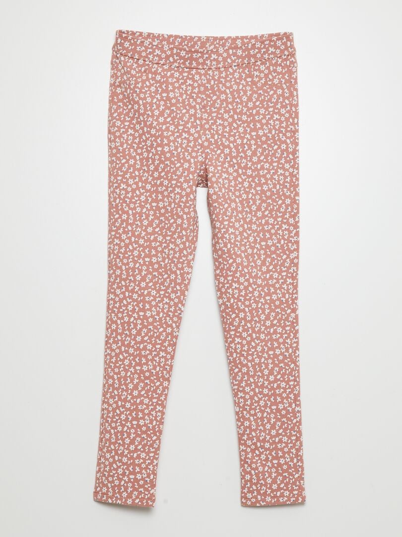 Bedrukte gebreide jeggings - ROZE
