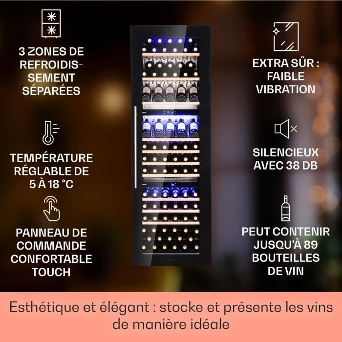 Klarstein Vinsider 89 Built-In Trio Built-in Wine Cellar 5-18°C Touch Control Panel Wooden Shelves