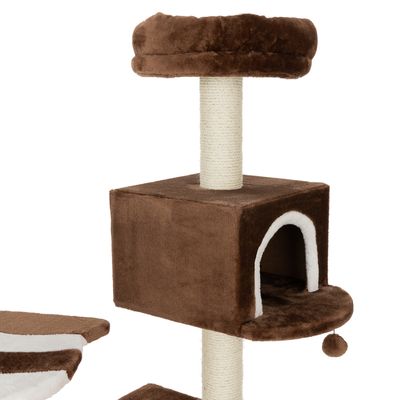 Arbre à chat en forme de maison en pain d'épice avec échelle