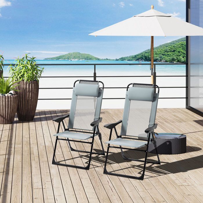 Outsunny - Gartenstuhl - Stahl - 62x70x109cm - Grau