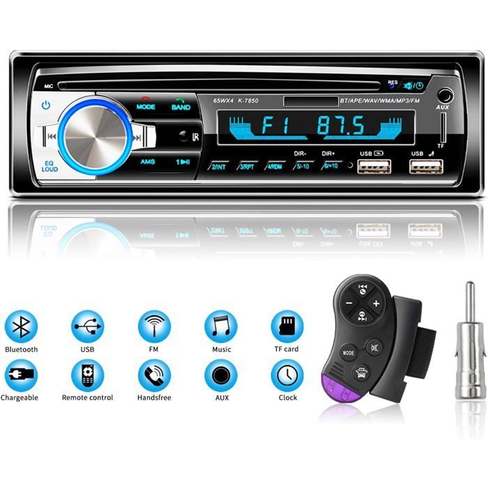 Autoradio Bluetooth USB,Radio Voiture Récepteur avec Lecteur MP3 WMA FM Télécommande,Deux USB Port,Soutien(Non Lecteur CD/NONRDS)