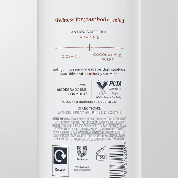 „Dove“ dušo želė kūnui ir mintims, simondsijų aliejus, 350 ml