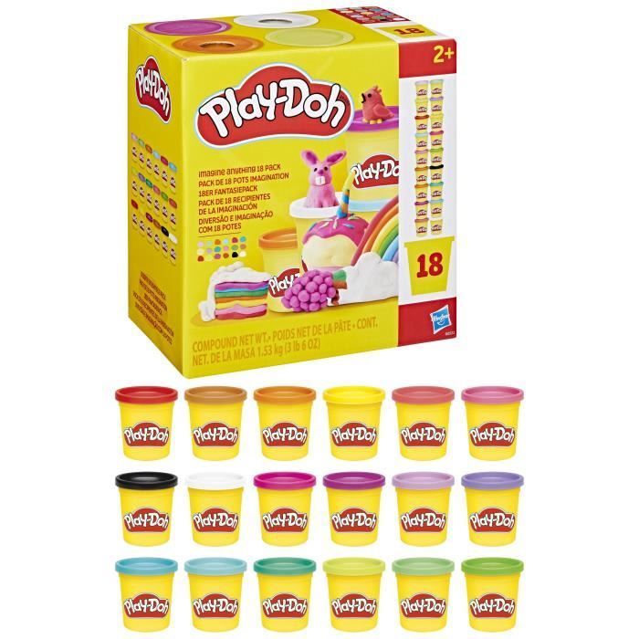 Play-Doh Pack de 18 pots imagination, loisirs créatifs de pâte à modeler pour enfants, dès 2 ans