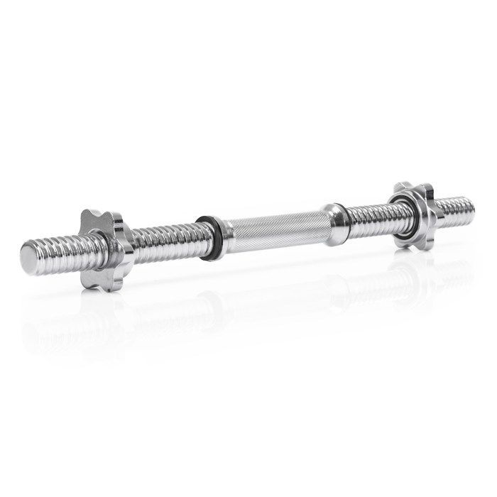 Barre courte pour musculation - SPRINGOS - 48 cm - 28 mm - Acier chromé - Poignée moletée