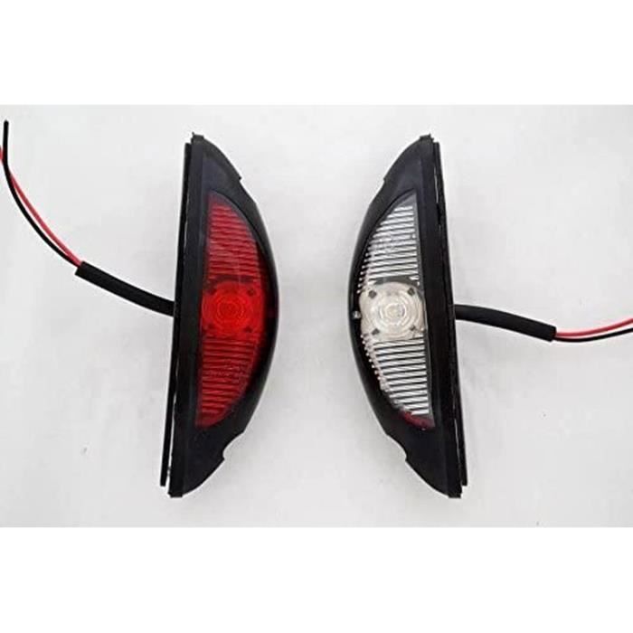 2 luces LED de posición de contorno de 24 V rojas/blancas para SUV, todoterreno, remolque, camión, autocaravana, caravana y chasis.