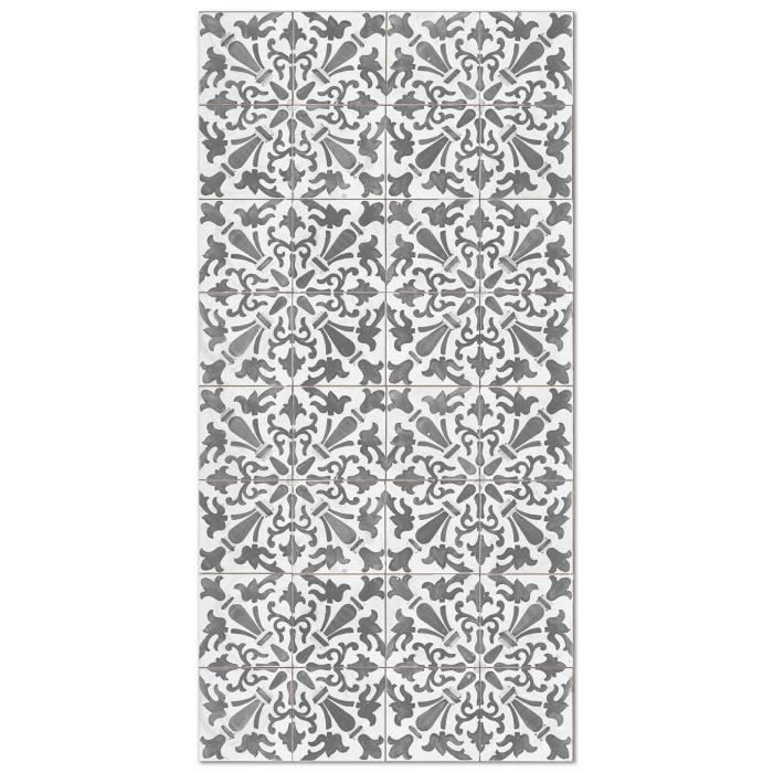 Vinyl Rug Panorama Geometric Cement Tile Pattern Grey 120x160 cm - Rug for Kitchen, Office and Living Room in PVC